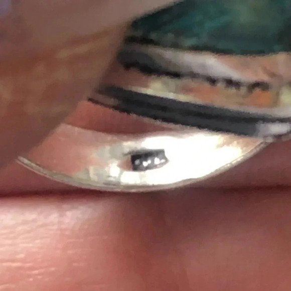 SIZE 6 Gorgeous Blue Coral Fossil Unique 925 Sterling Silver Ring NWT - Picture 6 of 6